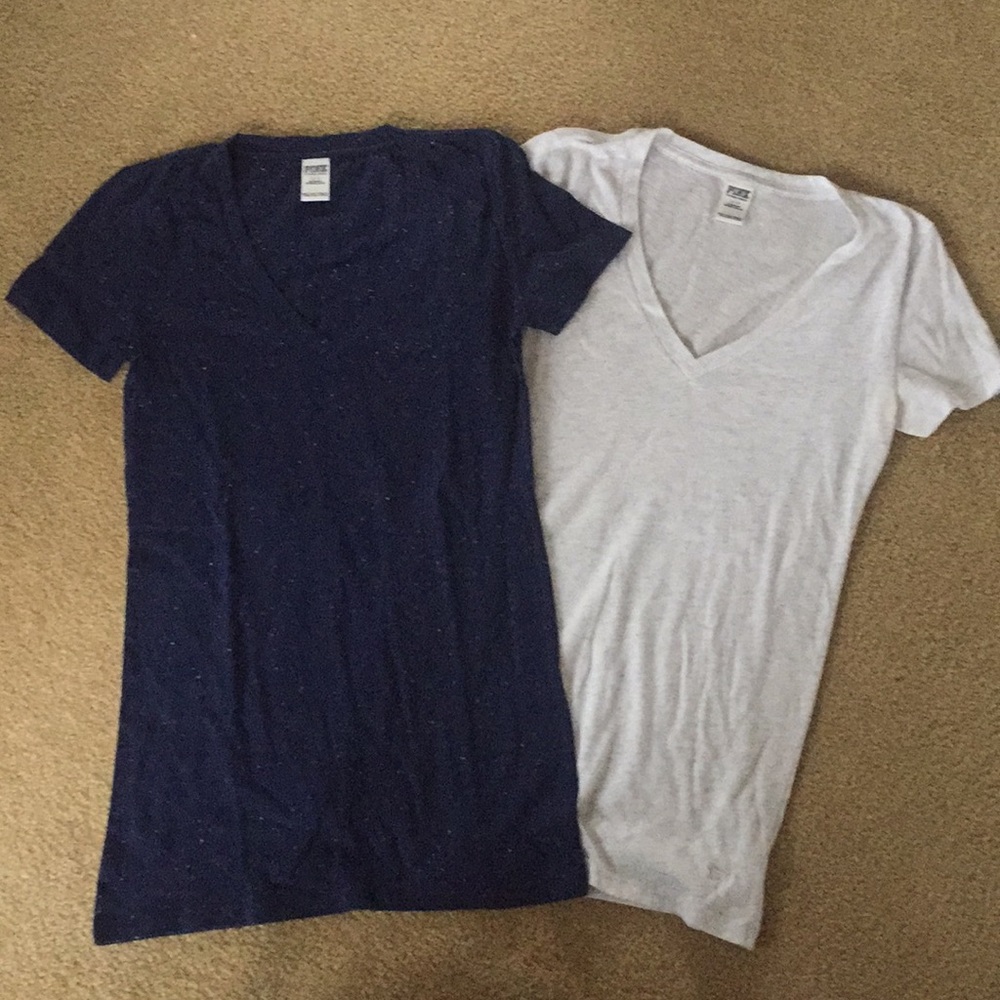 VS PINK Set of 2 Long and Lean V-Neck T’s